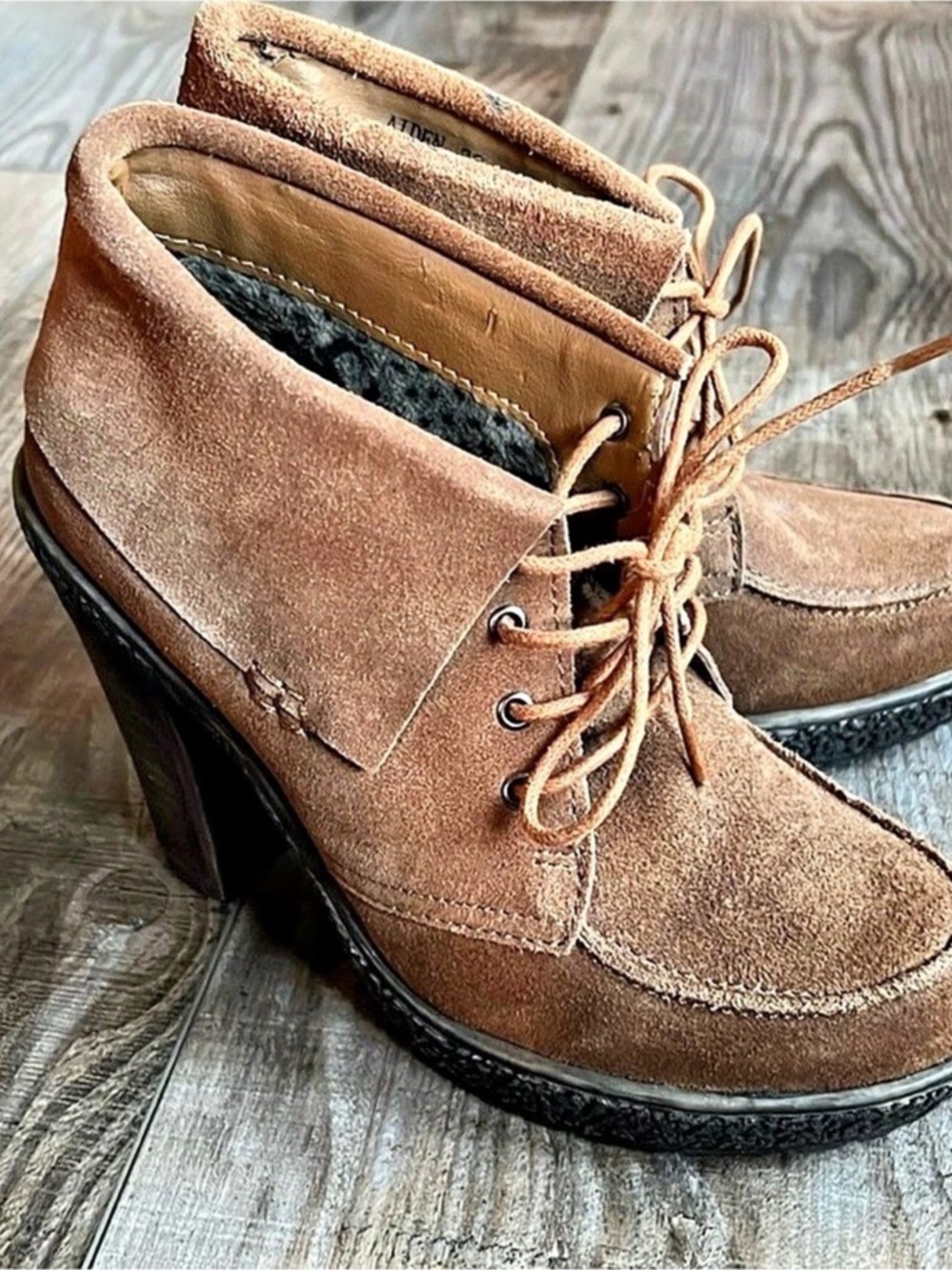 GC Lace-Up Platform Heeled Boots in Brown EU 36